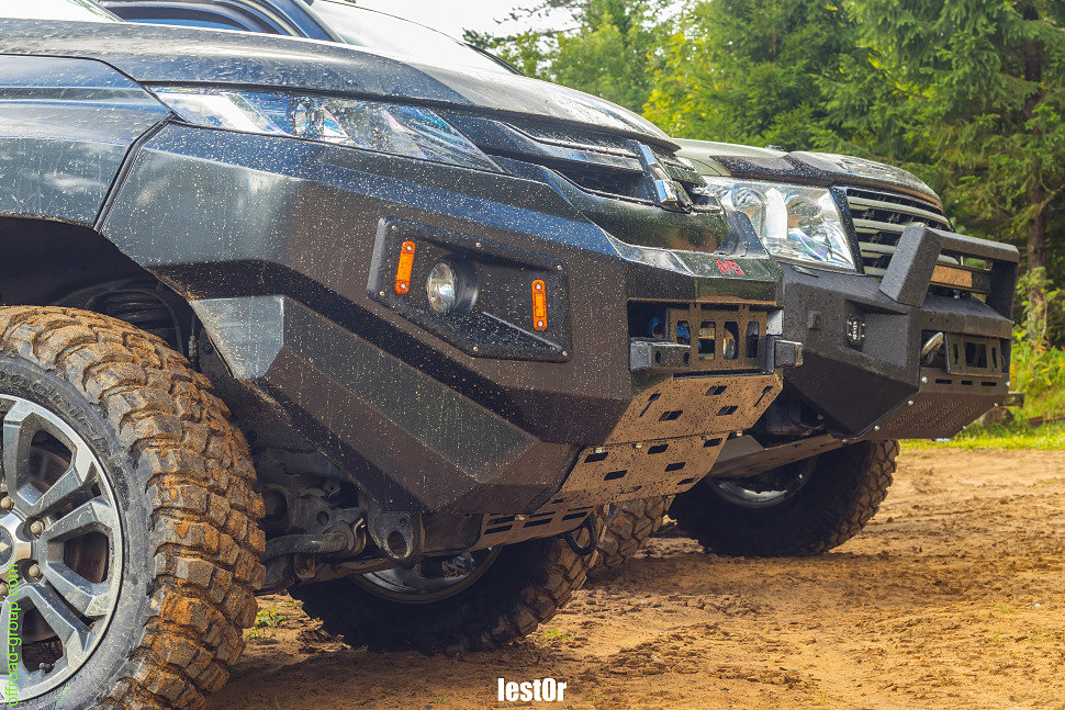 Силовой бампер передний для Mitsubishi L200 5 поколение рестайлинг