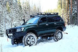 Внедорожная подготовка Toyota land Cruiser 105. Передний силовой бампер TLC 105. Силовые пороги. Экспедиционный багажник.