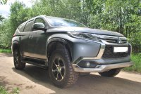 Силовая защита (юбка) переднего штатного бампера Mitsubishi Pajero Sport 3